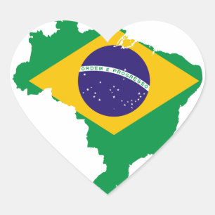Sticker Cœur carte du drapeau brésilien