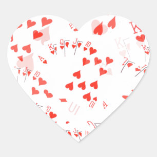 Sticker Cœur Cartes de Poker Coeurs Motif de vidange droit,