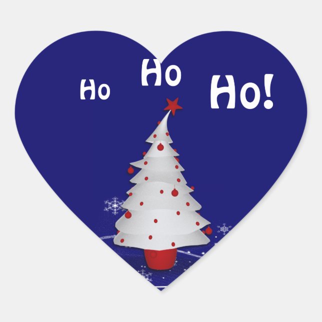 Sticker Cœur Cartographie blanc sapin de Noël (Devant)