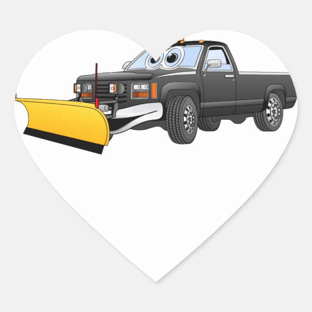Sticker Cœur Carton noir Y ramassage Camion Plow Neige (Devant)