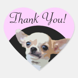 Sticker Cœur Cartons de Merci Chihuahua Dog