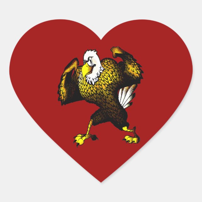Sticker Cœur Cartoon Combattre l'aigle (Devant)