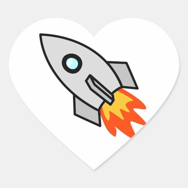 Sticker Cœur Cartoon Rocket Ship (Devant)