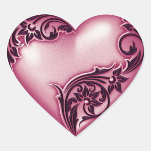 Sticker Cœur Cashmere Rose/noir