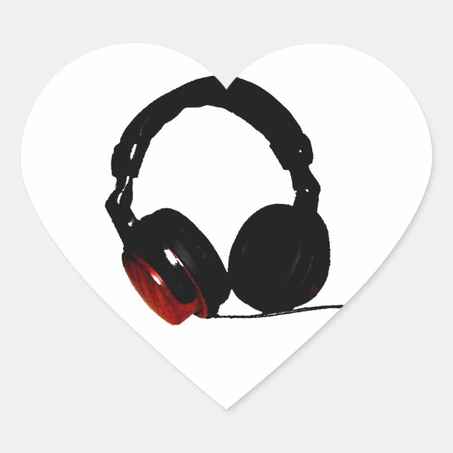Sticker Cœur Casque Pop Art (Devant)