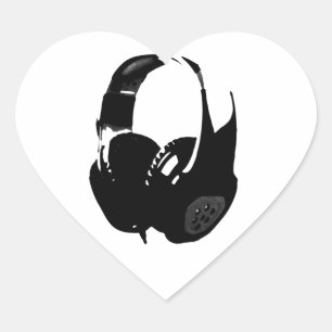 Sticker Cœur Casque Pop Art