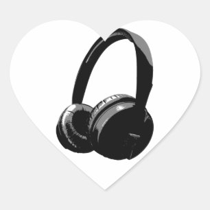 Sticker Cœur Casque Pop Art