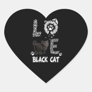 Sticker Cœur Cat lovers | Cute Love Black Cat