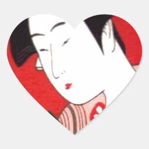Sticker Cœur Cérémonie japonaise du thé de dame Art Imprimer