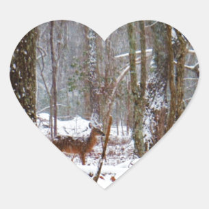 Sticker Cœur Cerf dans la chute de neige