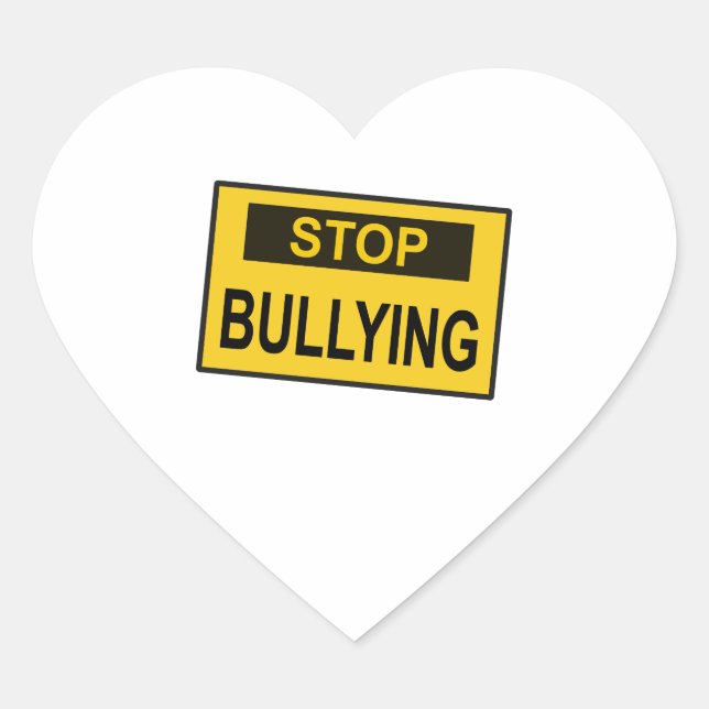 Sticker Cœur Cesser le signe d'intimidation jaune (Devant)