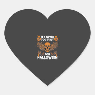 Sticker Cœur C'est Jamais Trop Tôt Halloween Crâne Vigne Ailes_