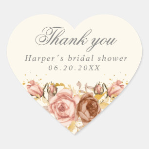 Sticker Cœur Champagne rose de la douche nuptiale merci