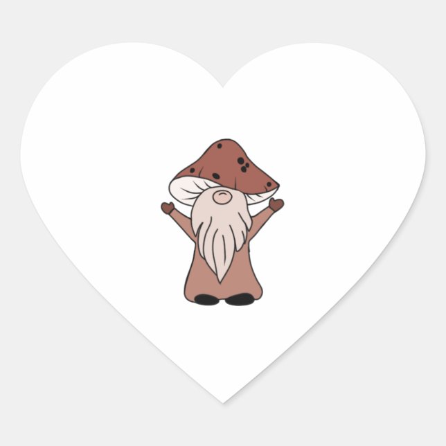 Sticker Cœur Champignons Gnome (Devant)