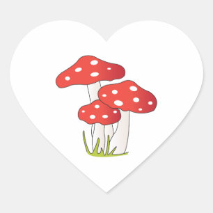 Sticker Cœur Champignons Polka Dot