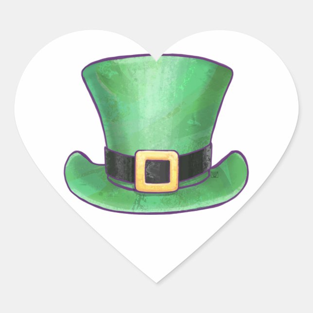 Sticker Cœur Chapeau de la Saint Patrick (Devant)