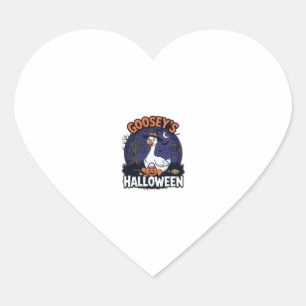 Sticker Cœur Chapeau de sorcière citrouille d'oie Halloween de