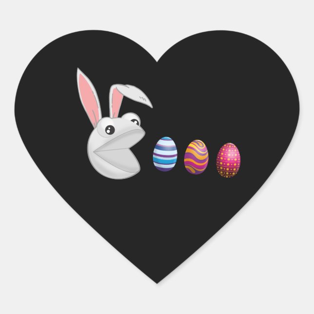 Sticker Cœur Chasse aux oeufs Lapin de Pâques (Devant)