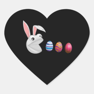 Sticker Cœur Chasse aux oeufs Lapin de Pâques