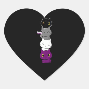 Sticker Cœur Chat Aexo Pride Cute Ace Drapeau Animal Animaux Am