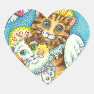 STICKER CŒUR CHAT, CUISINE & SOURIS ANGELS AU CIEL, HALO & AILE