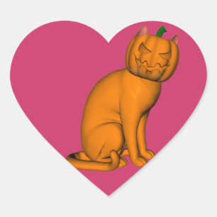 Sticker Cœur Chat d'Halloween