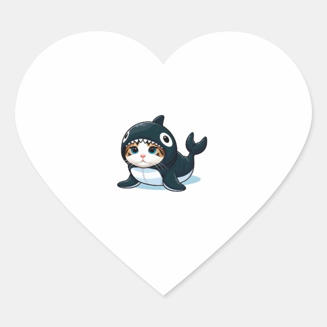 Sticker Cœur Chat en costume Orca (Devant)