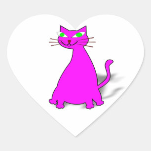 Sticker Cœur Chat gras rose