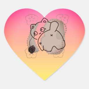 Sticker Cœur Chat joueur avec fil de laine