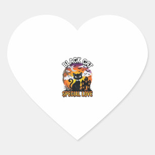 Sticker Cœur Chat Noir Amour Spécial Halloween Maison Hantée Ch