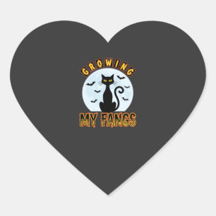 Sticker Cœur Chat noir Halloween faisant pousser mes crocs Desi