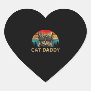 Sticker Cœur Chat Papa Vintage 80 Style Chat Rétro Disques