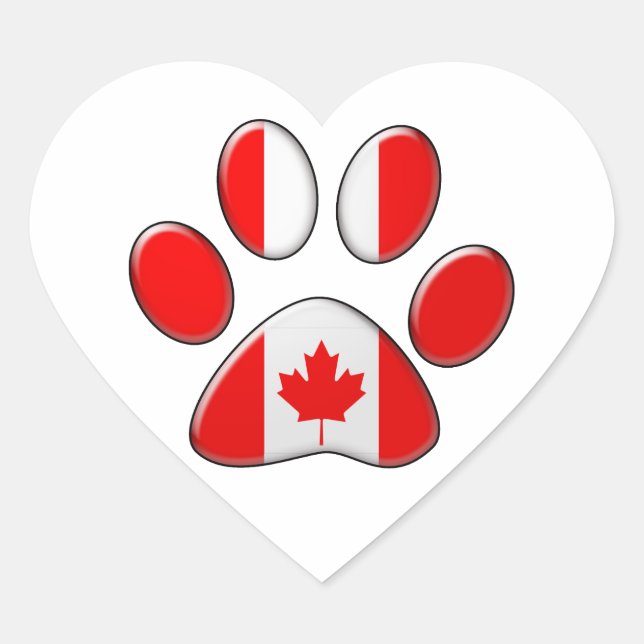 Sticker Cœur Chat patriotique canadien (Devant)
