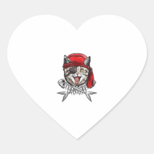 Sticker Cœur Chat Pirate Boys Hommes Jolly roger Drapeau Crâne