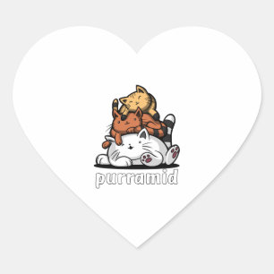 Sticker Cœur Chat Pyramid Purramid Cute Kittens