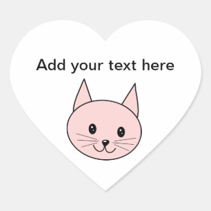 Sticker Cœur Chat rose