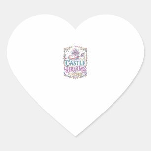 Sticker Cœur Château de licorne Rêves Licorne Fond blanc Pri