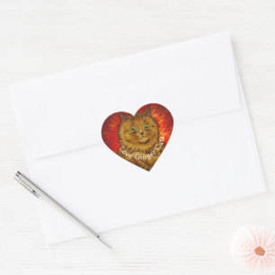STICKER CŒUR CHATS ROUX AMOUREUX