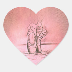 Sticker Cœur Chaussures de ballet sur Pointe Rose