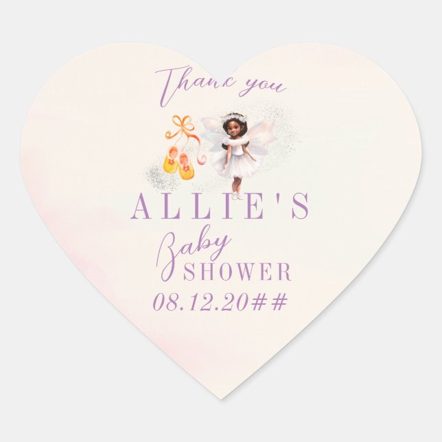 Sticker Cœur Chaussures Rose Cute Baby shower Fairy Dust Girl (Devant)