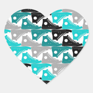 Sticker Cœur Chaussures Turquoise-n-noir haut