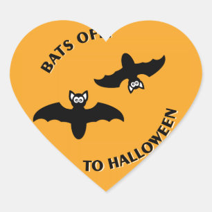 Sticker Cœur Chauve-souris de Halloween Carré orange