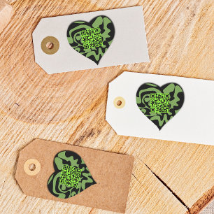 Sticker Cœur Chaux de QR Code Vert et Noir Super Squiggles