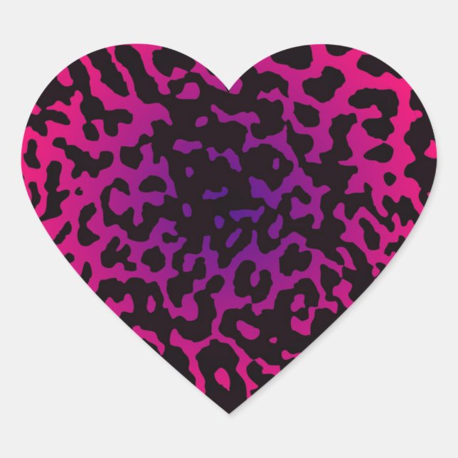 Sticker Cœur Cheetah Coeur rose pourpre (Devant)