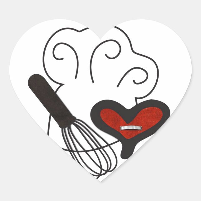 Sticker Cœur Chef casquette cuisine amour (Devant)
