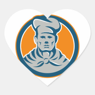 Sticker Cœur Chef Cook Baker Casquette Circle Retro