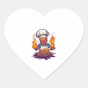 Sticker Cœur Chef crâne Madness � Drôle Cuisine Squelette