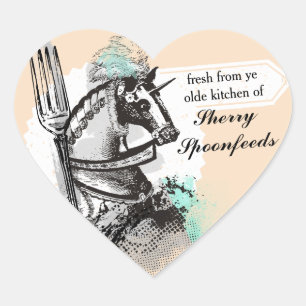 Sticker Cœur Chef fourche à cheval cuisine restauration gastron