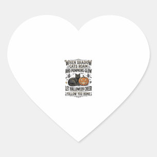 Sticker Cœur Chemise de chat noir Halloween Gravure de citrouil