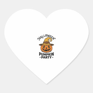 Sticker Cœur Chemise de citrouille d'Halloween Chapeau de sorci